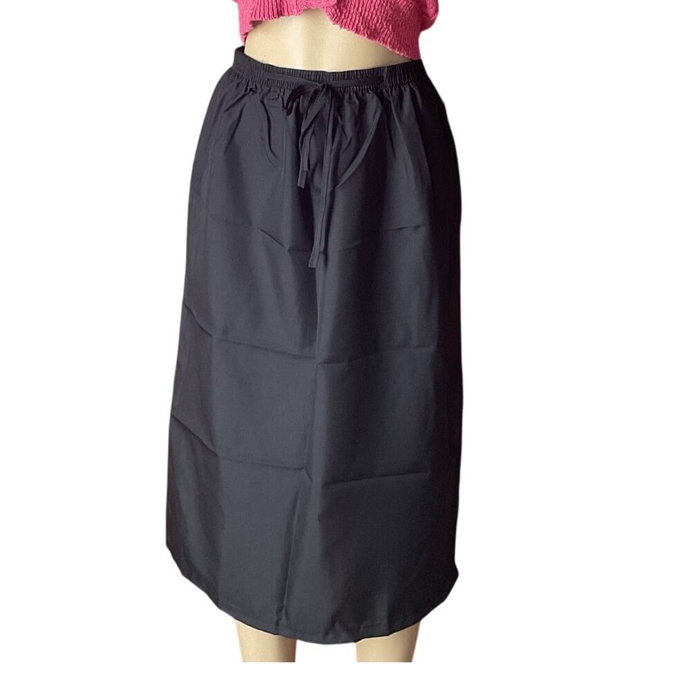Vintage Sears Black Midi Skirt Women’s Medium USA Made Elastic Waist NOS